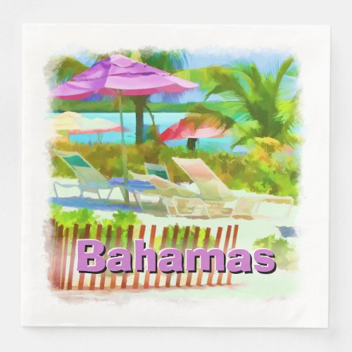 Tropical Caribbean Island Beach Scene _ Souvenir  Paper Dinner Napkins