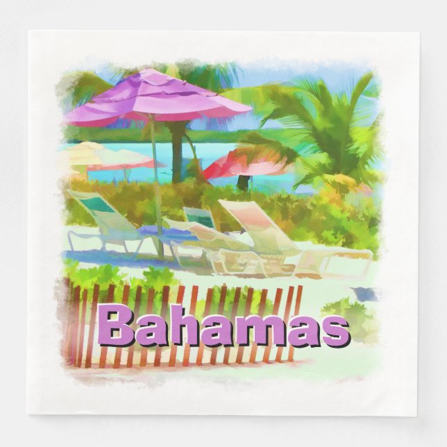 Tropical Caribbean Island Beach Scene - Souvenir  Paper Dinner Napkins (Front)