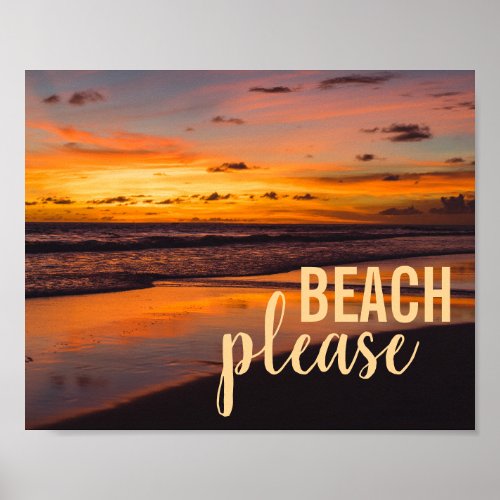 Tropical Caribbean Sunset Beach Please Poster