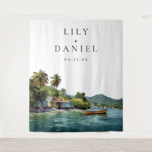 Tropical Caribbean Wedding Photo Backdrop