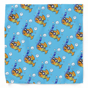 tropical cartoon fish pattern bandana