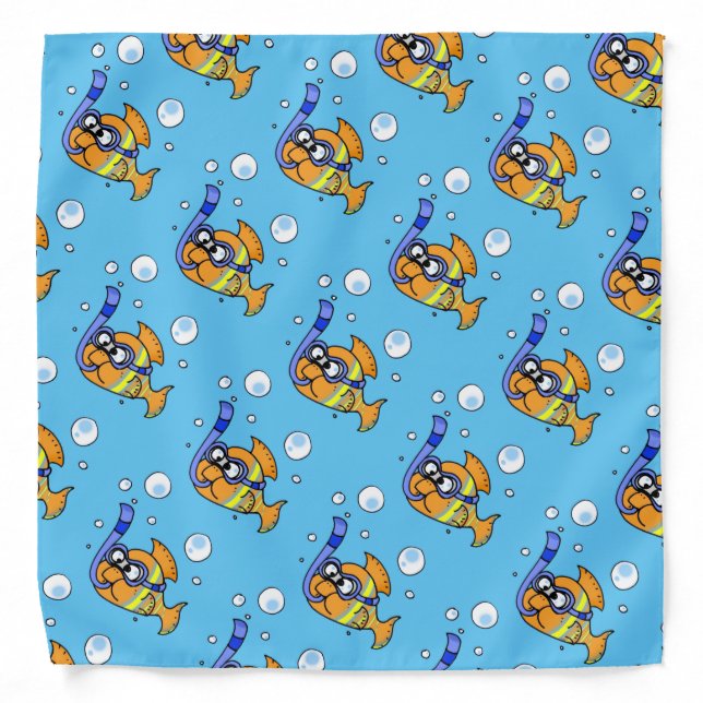 tropical cartoon fish pattern bandana (Front)