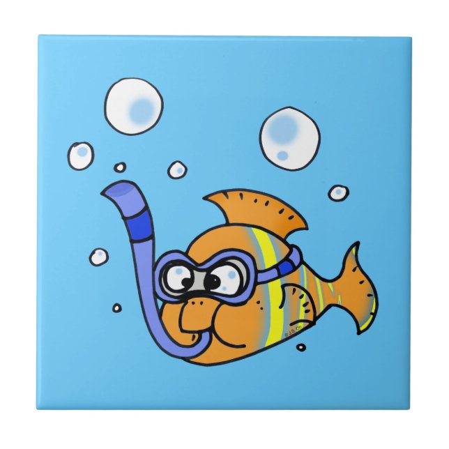 tropical cartoon fish tile (Front)