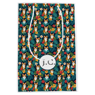 Tropical Cat Gift Bag – Hawaiian Custom initial 