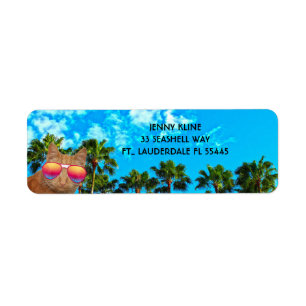 TROPICAL CAT PALM TREES Return Address Labels
