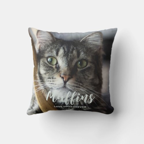 Tropical cat pattern custom pet photo gift throw pillow