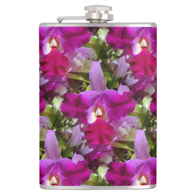 Tropical Cattleya Orchid Flower Flask (Front)