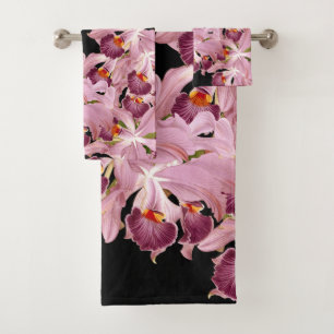 Tropical Cattleya Orchid Flowers Bath Towel Set