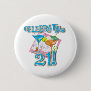 Tropical Celebrating 21 Pinback Button