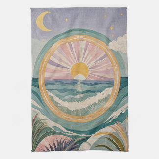 Tropical Celestial Shore Kitchen Towel