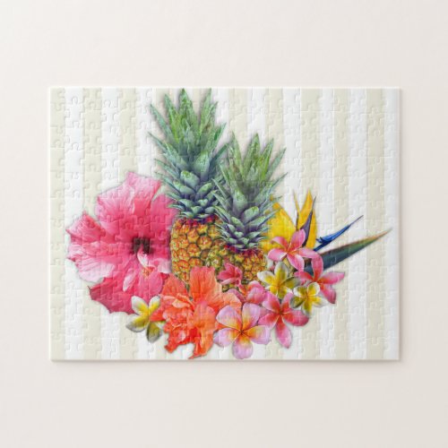 Tropical Centerpiece Pineapples n Flowers Jigsaw Puzzle