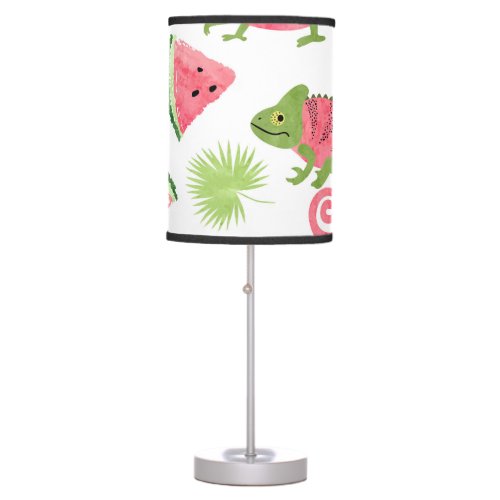 Tropical chameleons watermelons cute pattern table lamp