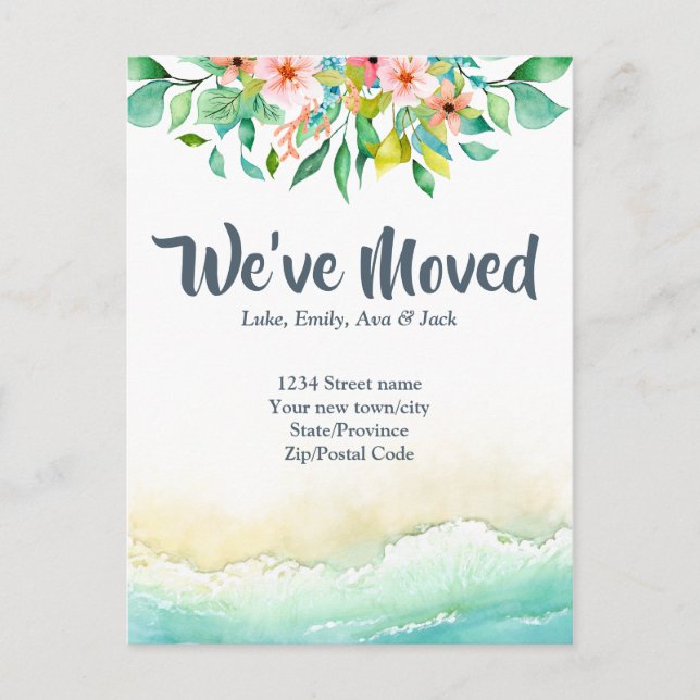 Tropical Change of Address Postcard (Front)