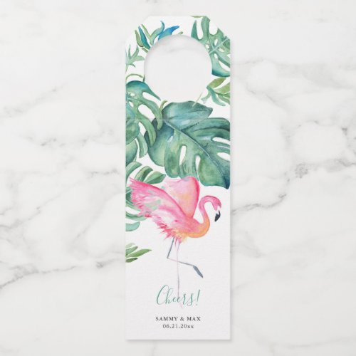 Tropical Cheers Wedding Wine Labels Bottle Hanger Tag