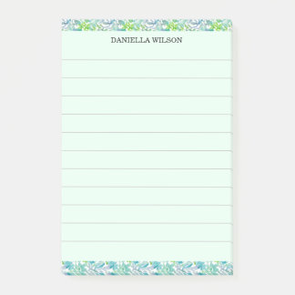 Tropical Chic Botanical Floral Watercolor Lined Post-it Notes