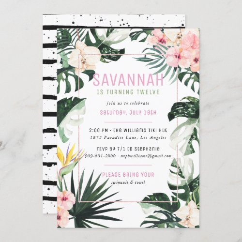 Tropical Chic  Exotic Monstera Birthday Party Invitation