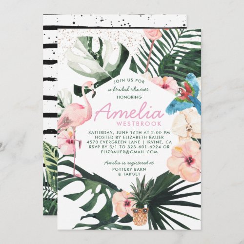 Tropical Chic  Floral Bridal Shower Invitation