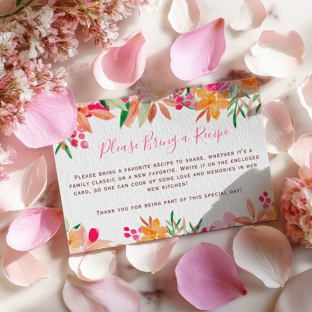 Tropical Chic Floral Bring a Recipe Bridal Shower Enclosure Card (Tropical Chic Floral Bring a Recipe Bridal Shower Enclosure Card)