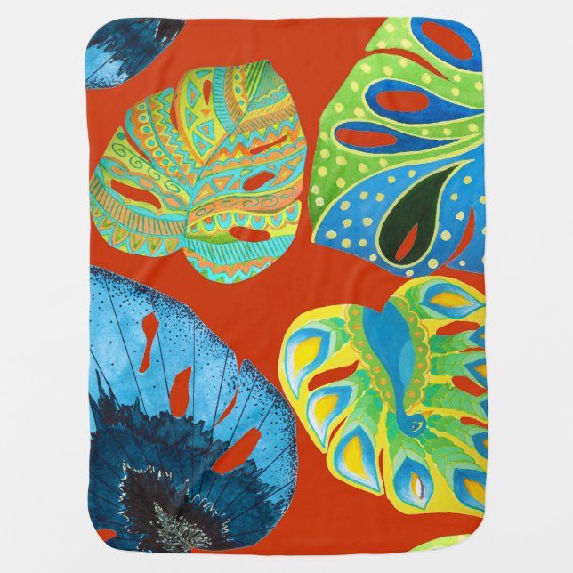 Tropical Chic: Seamless Leafy Pattern. Baby Blanket (Front)