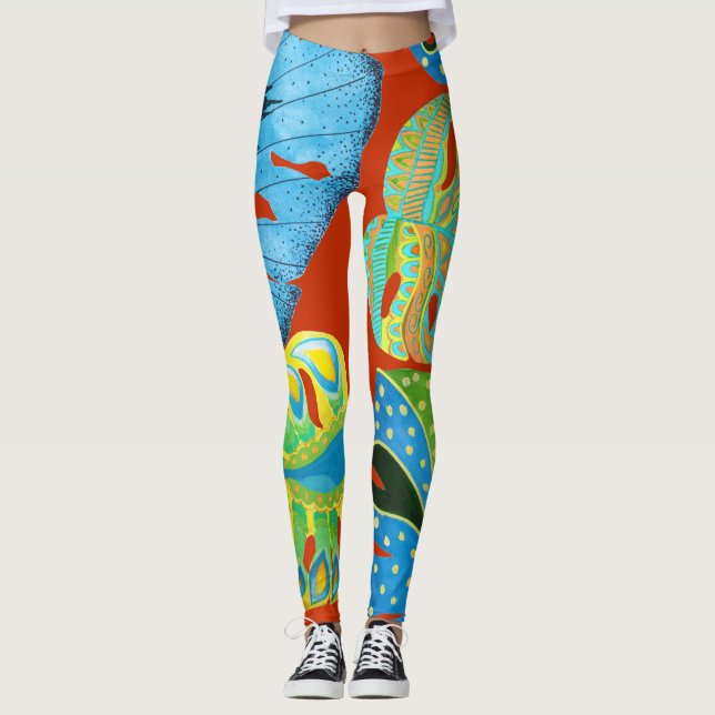 Tropical Chic: Seamless Leafy Pattern. Leggings (Front)