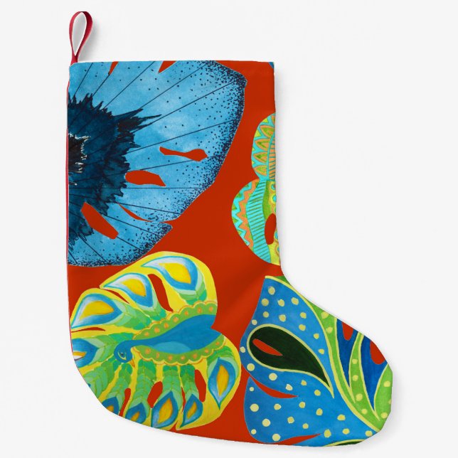 Tropical Chic: Seamless Leafy Pattern. Small Christmas Stocking (Front)