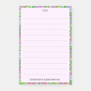 Tropical Chic Watercolor Palms Personalized Lined Post-it Notes