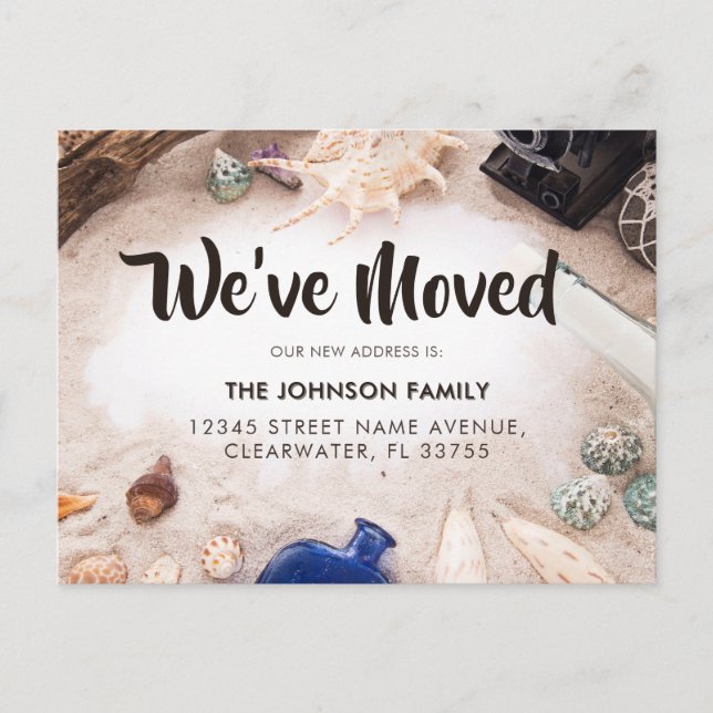 Tropical Chic We've Moved Beach Shell New Address Announcement Postcard (Front)