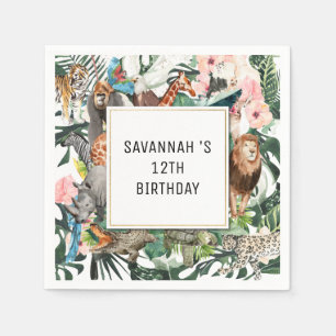 Tropical Chic Wild Animal Birthday Party Napkins