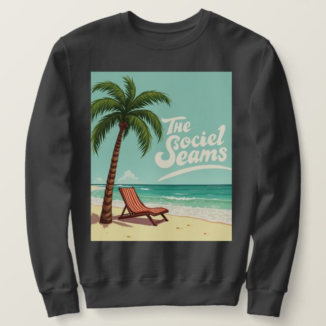 Tropical Chill – Palm Tree & Beach Chair T-Shirt Sweatshirt (Design Front)