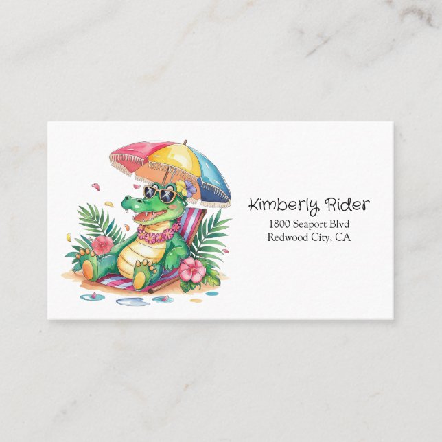 Tropical Chill Relaxing Gator Business Card (Front)