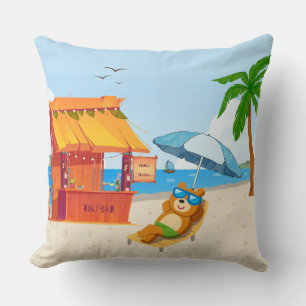 Tropical Chill Zone – Beach Vibes Throw Pillow