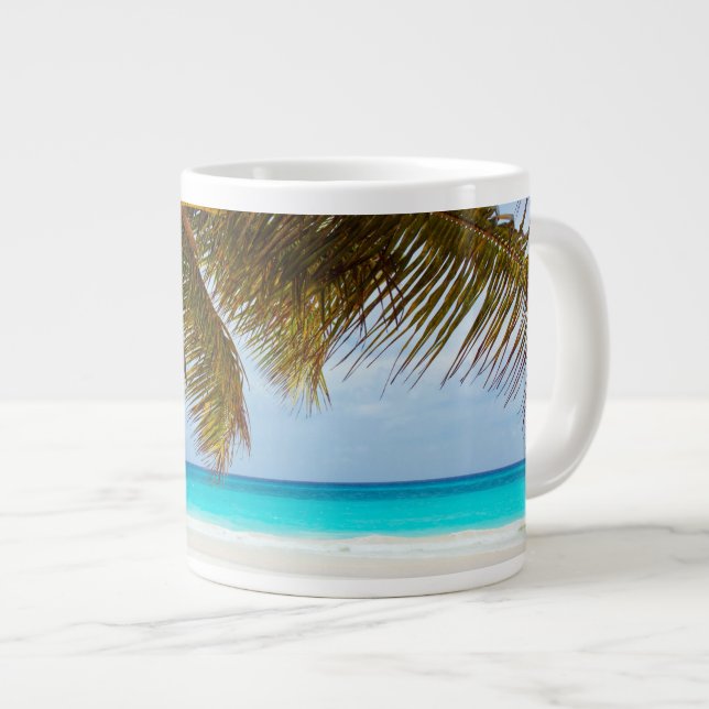 Tropical Chilling Beach Scene Giant Coffee Mug (Front Right)