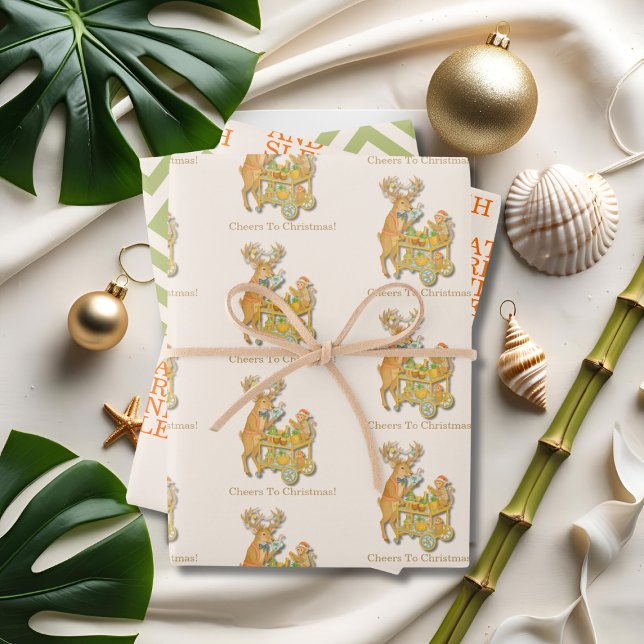 Tropical Chinoiserie Christmas Bar cart Wrapping Paper Sheets (Tropical Chinoiserie Christmas Bar cart Wrapping Paper Sheets)