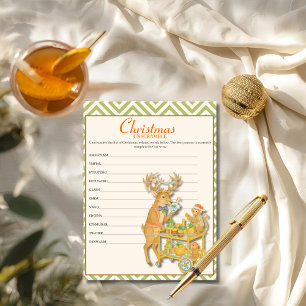 Tropical Chinoiserie Christmas Unscramble game Holiday Card