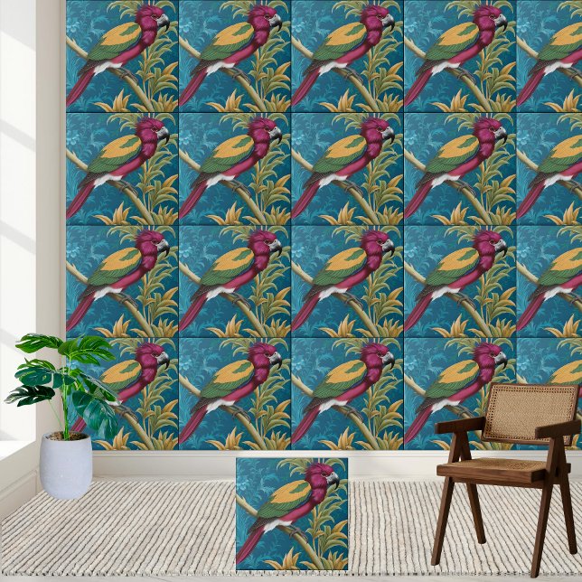 Tropical Chinoiserie Parrot Tile (Tropical Chinoiserie Parrot Tile)