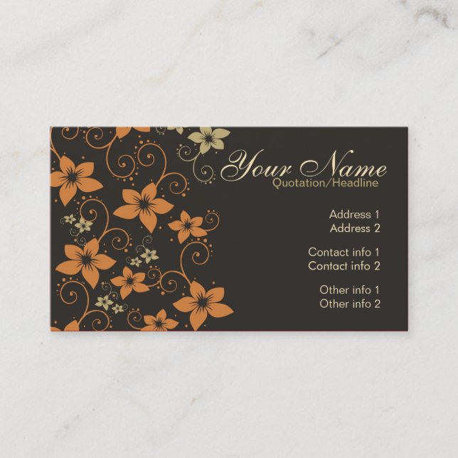 Tropical Chocolate Floral Business Card (Front)