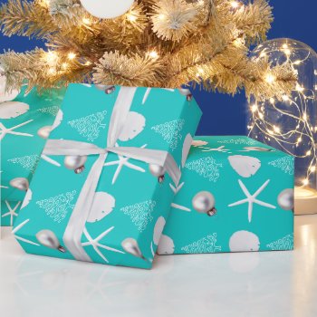 Tropical Christmas Aqua Blue Wrapping Paper by holiday_store at Zazzle