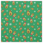 Tropical Christmas Avocados and Snowflakes Fabric