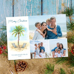 Tropical Christmas Beach 3 Photo Holiday Card<br><div class="desc">Send tropical Christmas greetings to your family and friends with this photo holiday card, featuring a festive palm tree decorated with colorful lights, beach chairs in the sand, and 3 photo templates. Check out the collection for matching products and other colorways, or message me through Zazzle Chat if you need...</div>