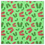 Tropical Christmas Beach Flip Flops and Holly Fabric