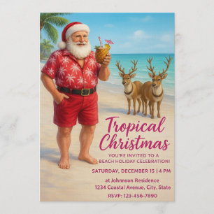 Tropical Christmas Beach Party Invitation