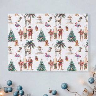 Tropical Christmas Beach Santa Claus Tissue Paper