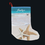 Tropical Christmas Beach Starfish Stocking<br><div class="desc">Starfish Christmas stocking with name template.  Ocean scene with two sea stars for the tropical themed holiday home.</div>