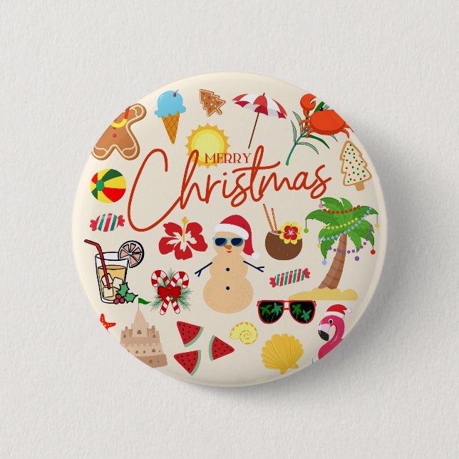 Tropical Christmas Button (Front)