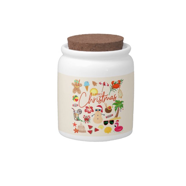  Tropical Christmas Candy Jar (Front)