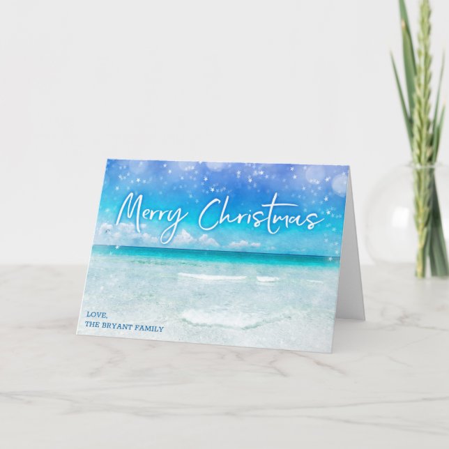 TROPICAL CHRISTMAS CARD | Florida Ocean Beach (Front)