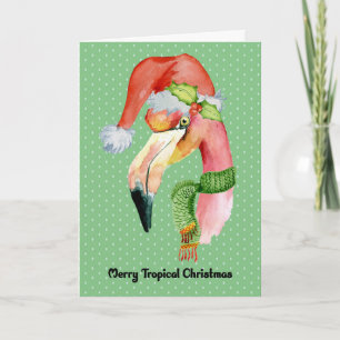 Tropical Christmas Card with Flamingo