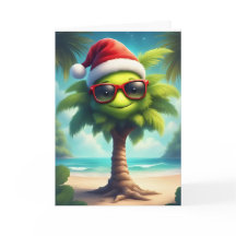 Tropical Christmas Cheer – Santa Palm Tree Card
