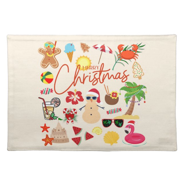 Tropical Christmas Cloth Placemat (Front)