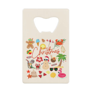 Tropical Christmas Credit Card Bottle Opener